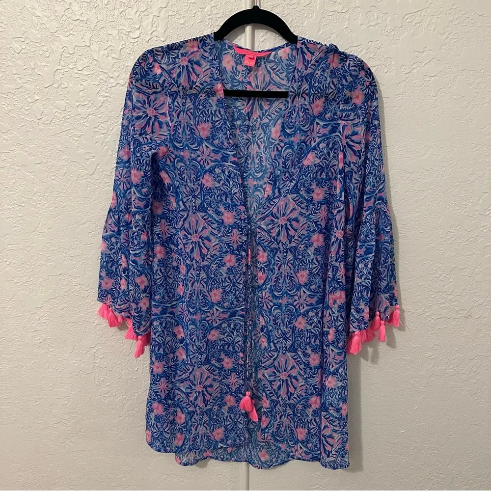 Lilly Pulitzer Motley Cover-Up Blue Peri ‘Takin It Easy’ SZ XS
